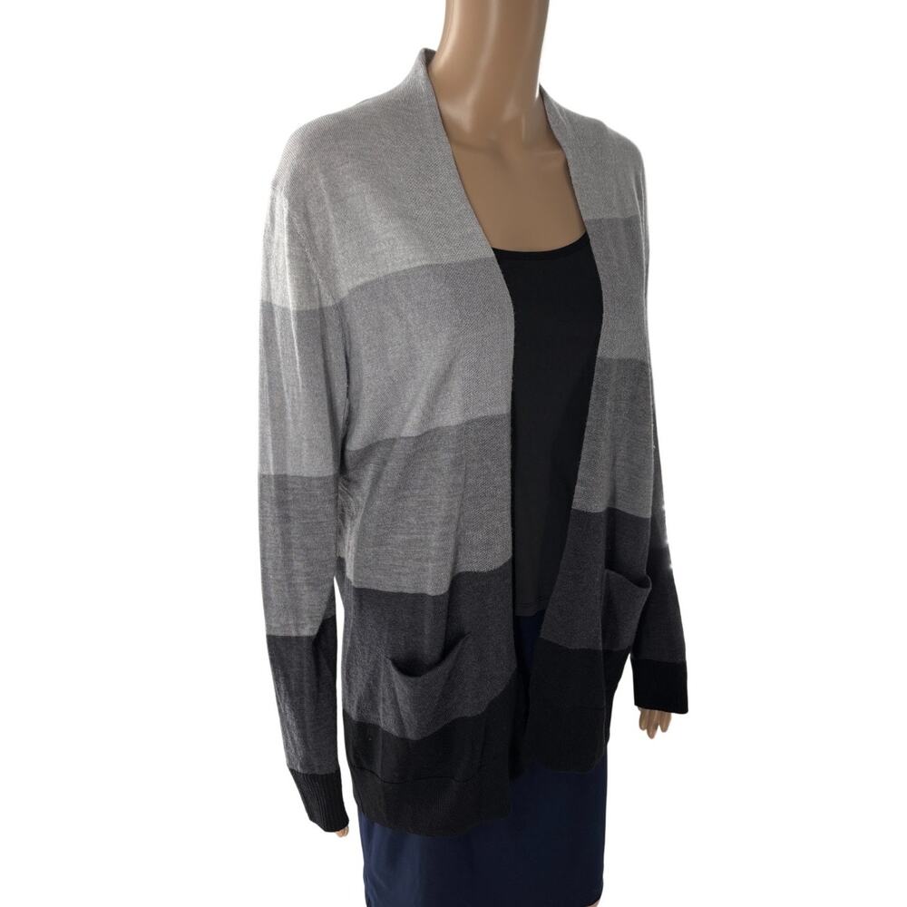 Amour Vert Gray Erica Wool Striped Cardigan Sweater - Picture 5 of 10